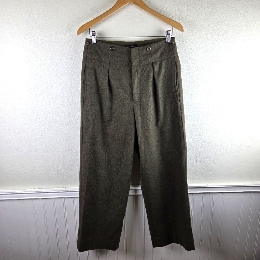 Women's Banana Republic Wool Blend Jigh Rise Olive Green Career Pants Size 04